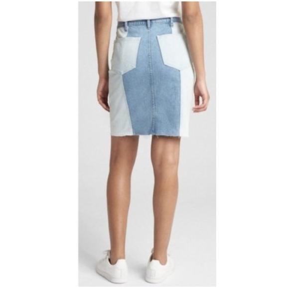 Gap Two Tone Color Block Denim Skirt - Picture 4 of 10